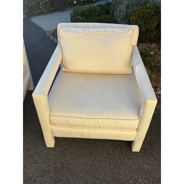 Vintage Upholstered Parsons Arm Chairs- A Pair For Sale In New York - Image 6 of 10