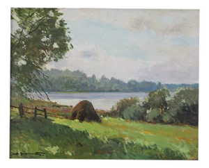 Alfejs Bromults, The Lake Anna, 1990, Oil on Cardboard