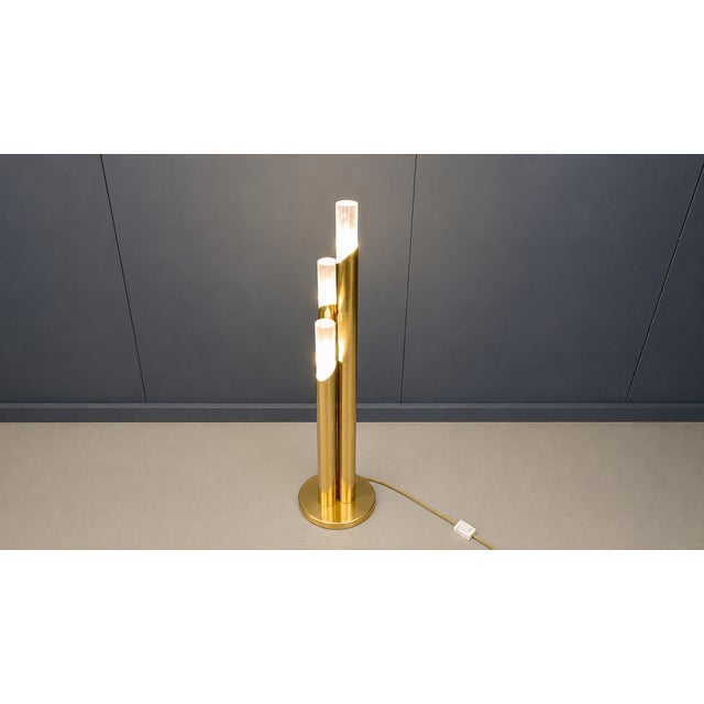Gold Vintage Brass and Murano Glass Floor Lamp, Italy, 1970s For Sale - Image 8 of 8
