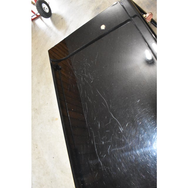 Henredon Scene Three Black Lacquer & Burl Walnut King Size Bed For Sale - Image 10 of 12