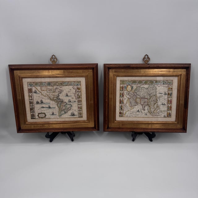 Pair of Italian Framed Antique Style Maps by Ethan Allen Beautiful pair of Old World style maps, handcrafted in Italy...