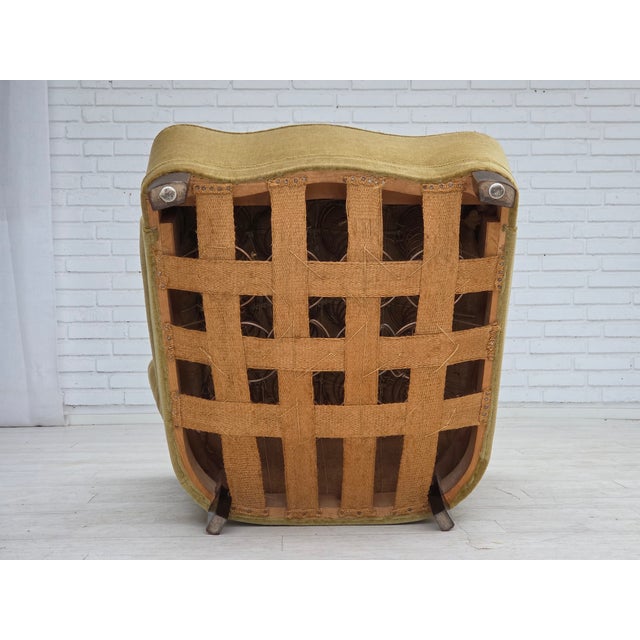 Vintage Danish Lounge Chair in Green Furniture Velour and Oak, 1960s For Sale - Image 16 of 18