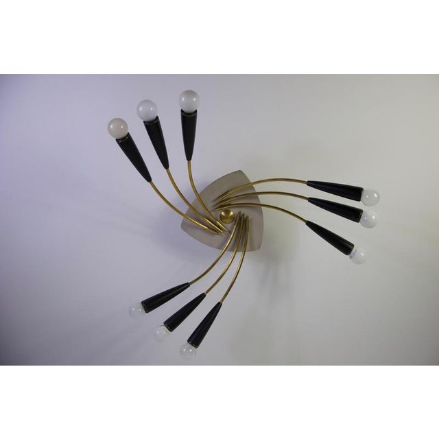 Black Mid-Century Brass Sputnik Ceiling Lamp, Germany, 1950s For Sale - Image 8 of 14