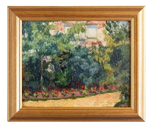 French School, The Garden in Chelles, Oil Painting on Board, 1914