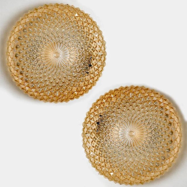 Amber Glass Flush Mount or Wall Light, Germany, 1960s For Sale - Image 10 of 13