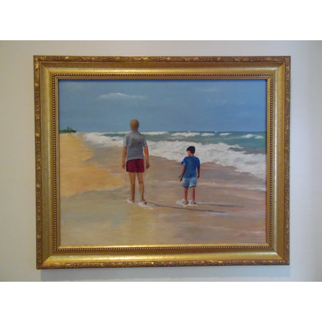 Traditional Vintage Mid-Century Oil on Canvas Seascape Painting For Sale - Image 3 of 3