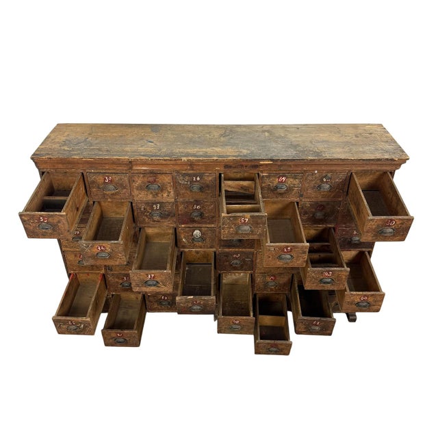 Large Antique Industrial Bank of Drawers with 48 Drawers, 1920s For Sale - Image 6 of 18