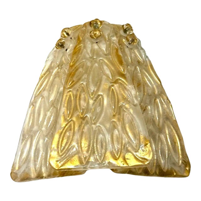 Single Murano Glass Clear & Gold Leaf Wall Sconce For Sale