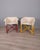 Pair of folding chairs with yellow and red plastic frame, white fabric upholstery, model 4820, designed by Masayuki...