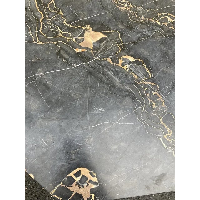 French Art Deco Side Table with Iron Frame & Marble Top, 1920s For Sale - Image 6 of 9