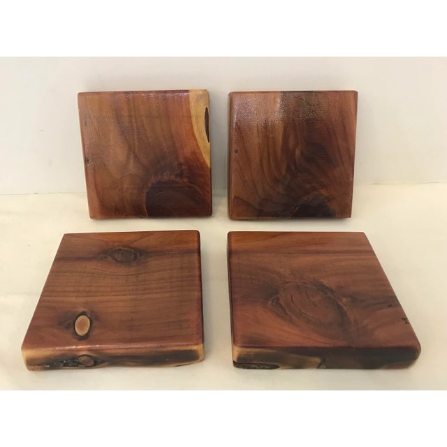 Handmade Cedar Block Coasters - Set of 4 For Sale In Dallas - Image 6 of 6