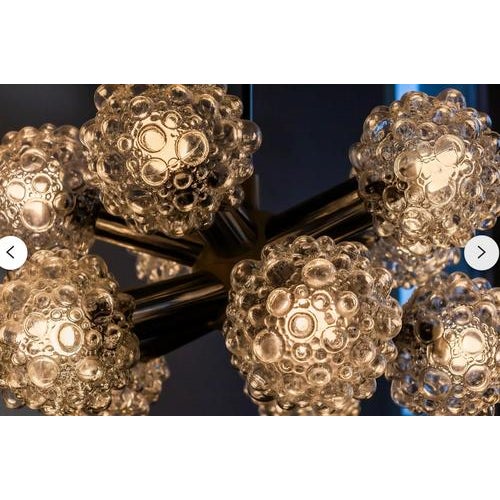 70s Sputnik Atomic Starburst Chandelier With 10 Clear Bubble Glass Globes For Sale - Image 6 of 11