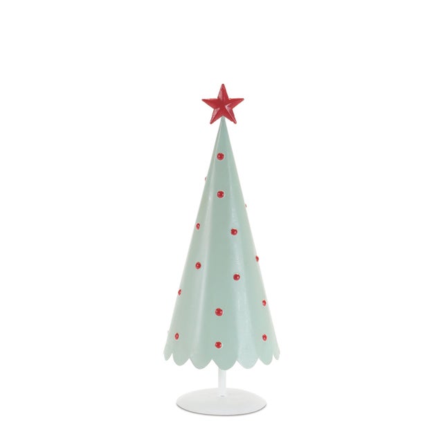 2020s Metal Christmas Tree withRed Star (Set of 2) For Sale - Image 5 of 5