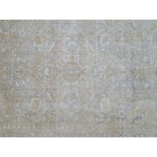 Mid 20th Century Mid 20th Century Gray Faded Vintage Fine Turkish Sivas Rug With Floral Motifs and Medallion With a Light Tan Field For Sale - Image 5 of 9
