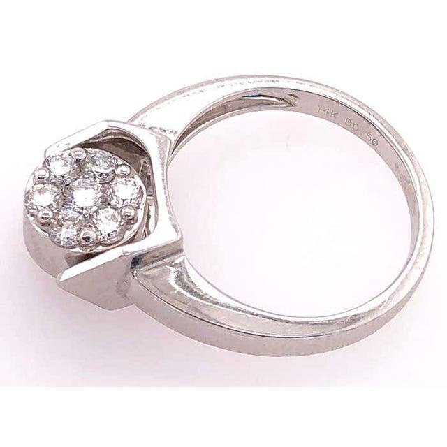 14 Karat White Gold Reversible Ring With Both Diamonds and Black Sapphires, Size 7 For Sale - Image 4 of 12