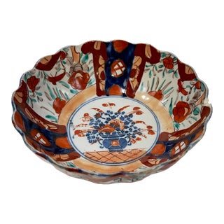 Antique 19th C Japanese Imari Porcelain Polychrome Bowl Catchall Dish For Sale