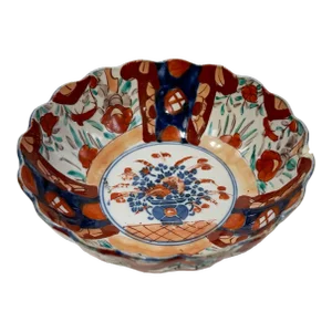 Antique 19th C Japanese Imari Porcelain Polychrome Bowl Catchall Dish