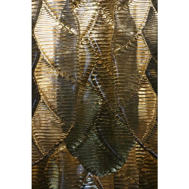 Long Textured Golden and Smoked Murano Glass Sconces in Palm Tree Shape from Barovier & Toso, 1990s, Set of 2 For Sale - Image 11 of 17