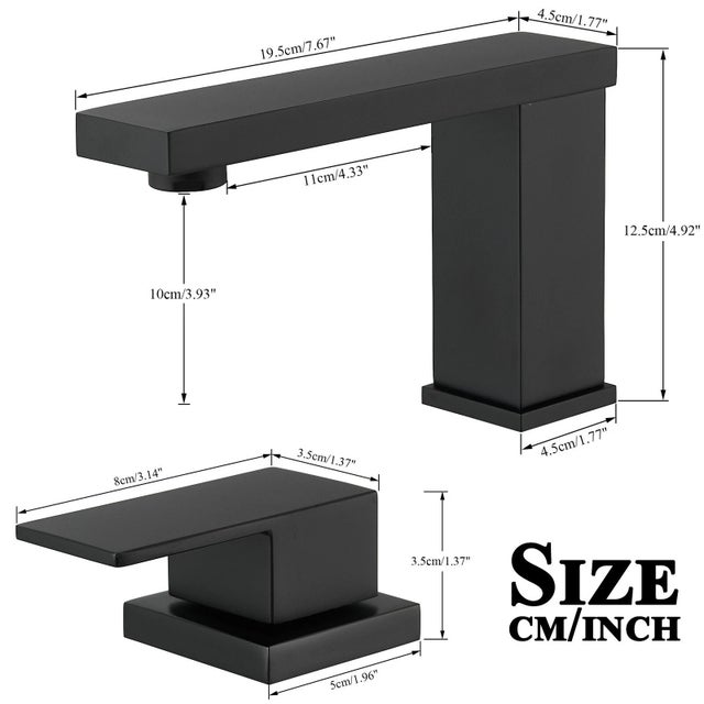 American Black 8in Widespread Bathroom Faucet 3 Hole Sink Vanity Faucet Dual Handle Mixer For Sale - Image 3 of 11