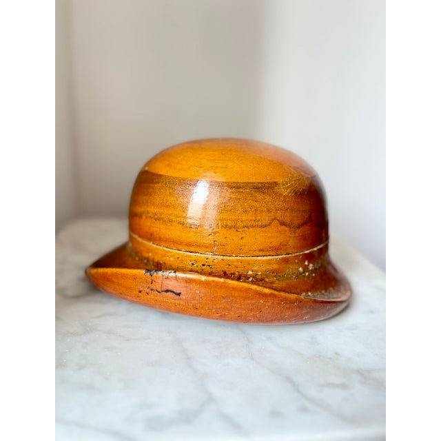 Antique Wooden Bowler Hat Block Mold, Early 20th Century For Sale - Image 3 of 10