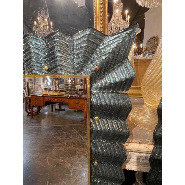 Italian Modern Murano Glass & Brass Mirrors For Sale - Image 3 of 8