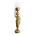 Vintage African Brass Figural Lady Table Lamp With Frosted Globe For Sale
