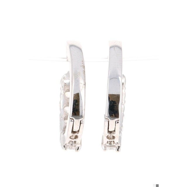1.05 Carat Hoop Huggie Earring 18 Karat White Gold, A Pair For Sale - Image 4 of 4
