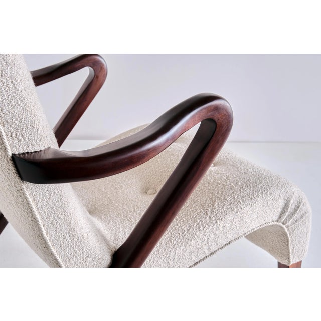 Beige Armchair in Bouclé and Mahogany by Axel Larsson, Sweden, 1940s For Sale - Image 8 of 12