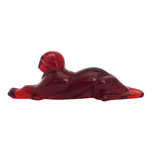 1980s Art Deco Style Amberina Glass Stalking Panther Figurine by Royal Hickman for Hca