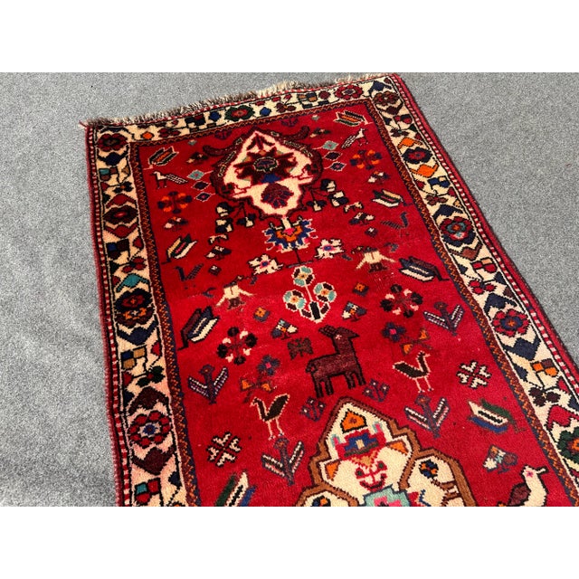 1980s Hand Knotted Vintage Shirazi Pattern Style Runner Rug For Sale - Image 5 of 6