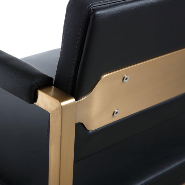 Director Black Vegan Leather & Gold Steel Counter Stool For Sale In Los Angeles - Image 6 of 10
