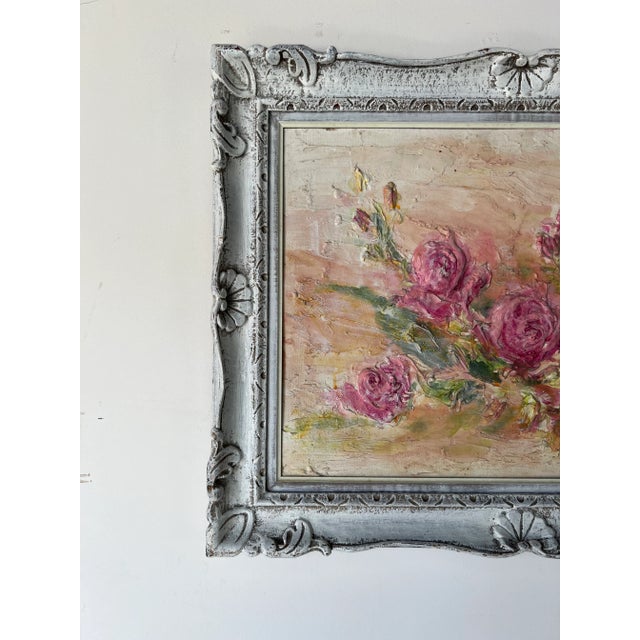 70's V Muoio Heavy Impasto Impressionist Still Life Painting For Sale - Image 10 of 12