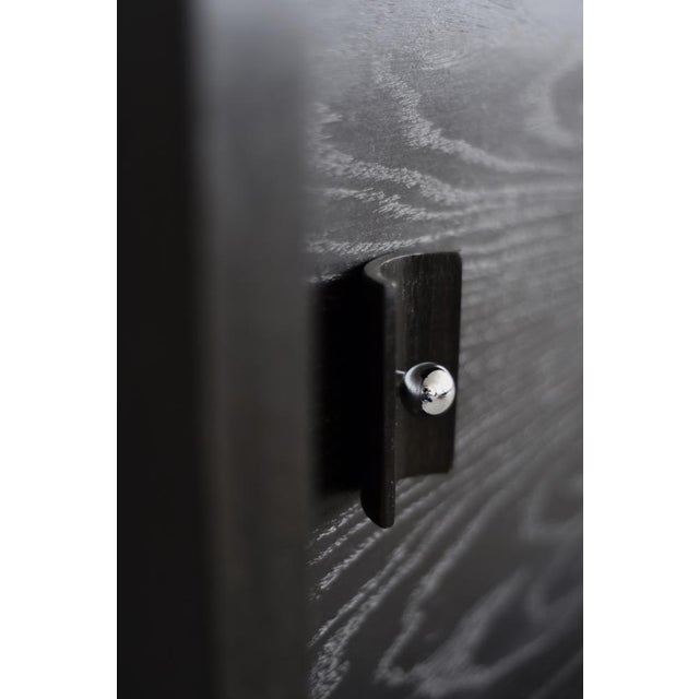 Wood Mid-Century Scandinavian Modern Dark Oak Sideboard with Wooden & Metal Handles, 1960s For Sale - Image 7 of 18