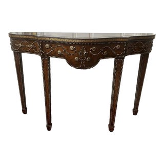 Maitland-Smith Tooled Leather Console Table For Sale