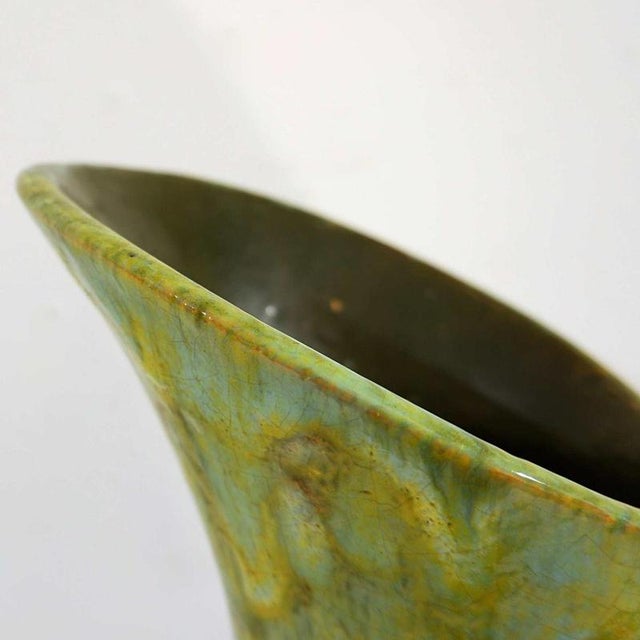 Large Mid-Century Green Ceramic Spout Jug For Sale - Image 5 of 10
