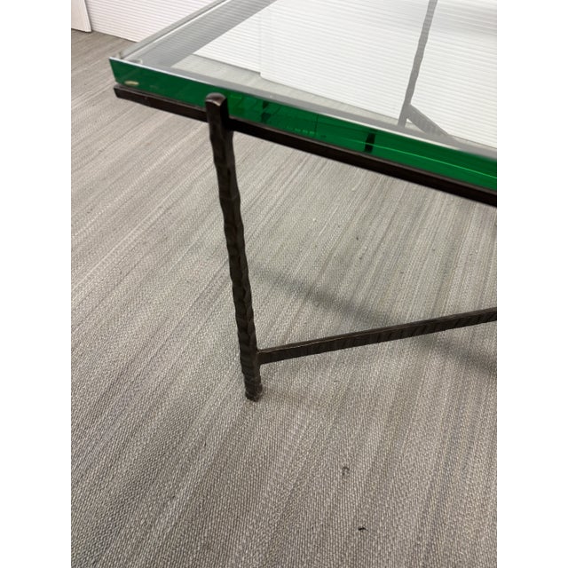 Custom Hammered Iron + Glass Coffee Table For Sale - Image 9 of 14