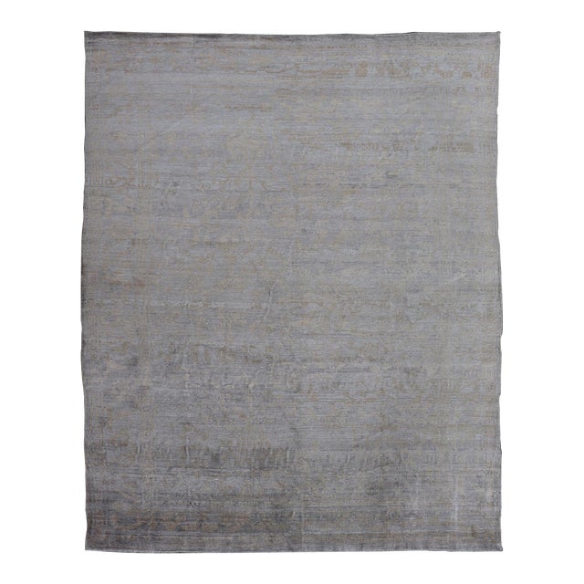 Modern Hand-Knotted Silk Tibetan Rug by Keivan Woven Arts 8'8 X 11'6 For Sale