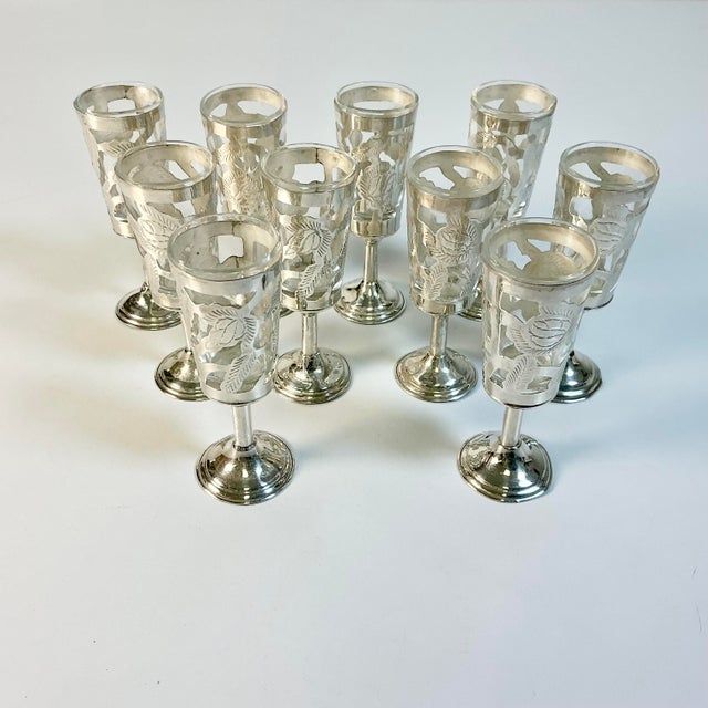 Vintage Home is pleased to present this set of 10 Sterling Cordials from renown silversmith Antonio Pineda (1919-2009) who...
