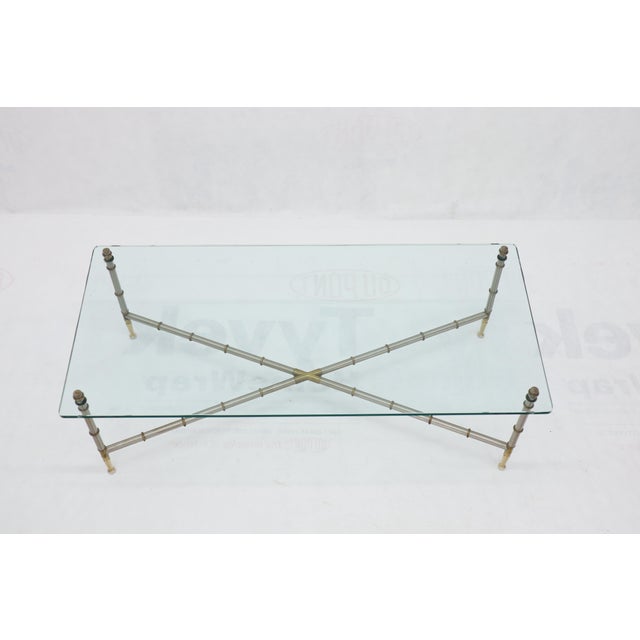 Rectangle Glass Top Chrome and Brass Faux Bamboo Coffee Table Chairish