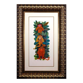 Judith Bledsoe A Shrewdness of Apes Signed Modern Lithograph 197/300 Framed For Sale