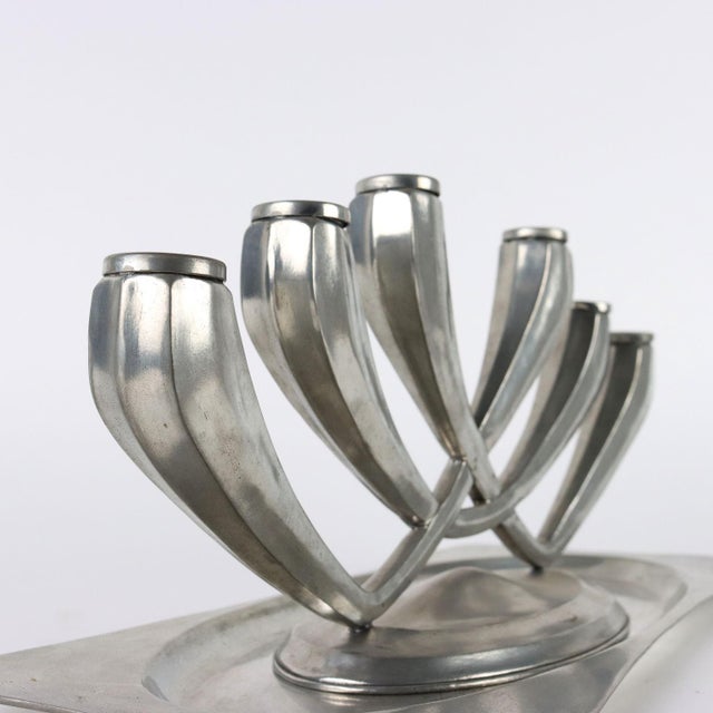 Pewter Candelabra with Tray by Giovanni Patrini for Athena, Set of 2 For Sale - Image 6 of 10
