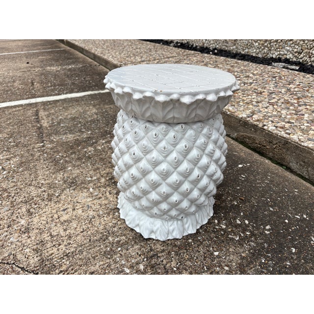 1970s Italian Glazed Terracotta Pineapple Garden Seat or Table For Sale - Image 12 of 12