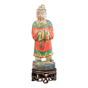 Chinese Carved Wood Altar God Possibly Ming