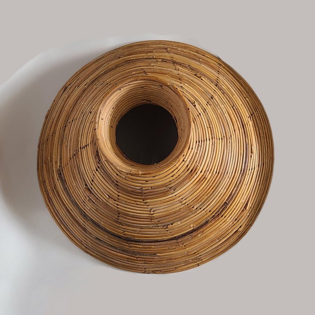 Wood Mid 20th Century Monumental Coastal Pencil Reed Table Lamp Shade For Sale - Image 7 of 8