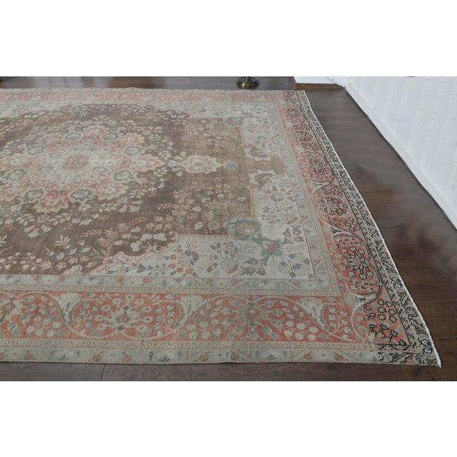 1970s 1970s Vintage Persian Handmade Wool Cotton Brown Area Rug For Sale - Image 5 of 11