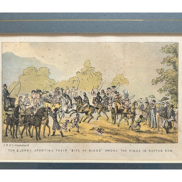 Mid 19th Century Set of 10 Framed English Original Cruikshank Engravings - Life in London For Sale - Image 5 of 11