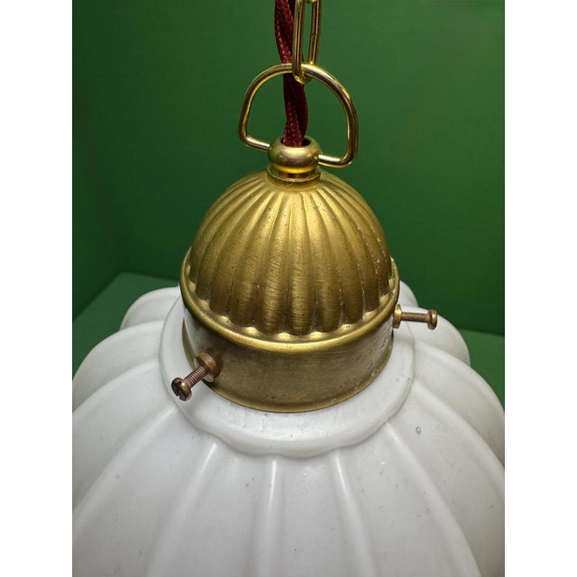 Vintage Opal Glass Pendant Light, 1920s For Sale - Image 9 of 11