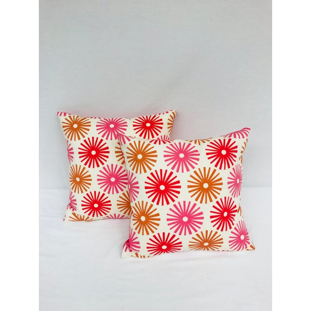 Pop Art Pink Orange Graphic Sunburst Pillows A Pair Chairish