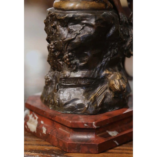 Late 19th Century Pair of 19th Century French Verdigris Spelter Harvest Vases Signed Moreau For Sale - Image 5 of 12