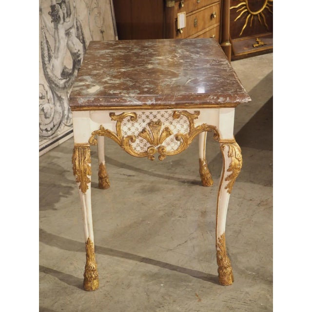 Early 18th Century Painted Italian Console Table With Rouge Royal Marble Top For Sale - Image 12 of 13